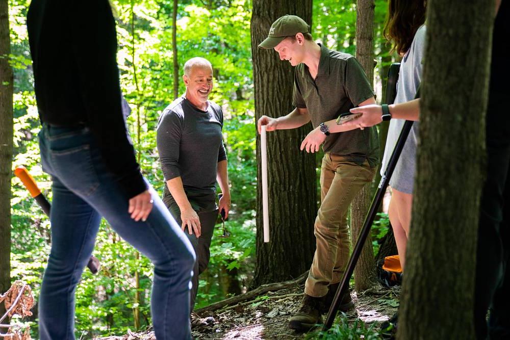 GVSU professor Gary Greer conducts research with his student Noah Holkeboer.